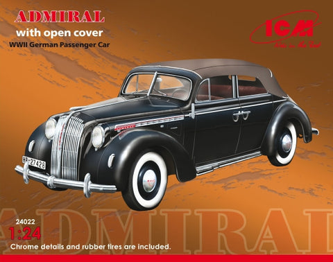 ICM Military Models 1/24 WWII German Admiral Convertible Passenger Car w/Cover Kit
