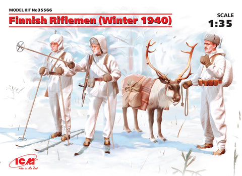 ICM Military Models 1/35 Finnish Riflemen Winter 1940 (3 w/Reindeer)