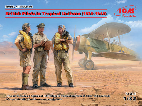 ICM Military Models 1/32 British Pilots in Tropical Uniform 1939-1943 (3) (New Tool) Kit