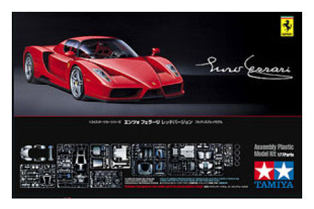 Tamiya Model Cars 1/24 Enzo Ferrari Car w/Carbon Pattern Decals Kit (Molded in Red)