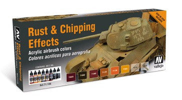 Vallejo Acrylic 17ml  Bottle Rust & Chipping Effects Model Air Paint Set (8 Colors)