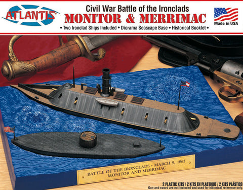 Atlantis Model Ships 1/210 USS Monitor & 1/300 Merrimack Civil War Ironclad Ships Set (formerly Lindberg) Kit