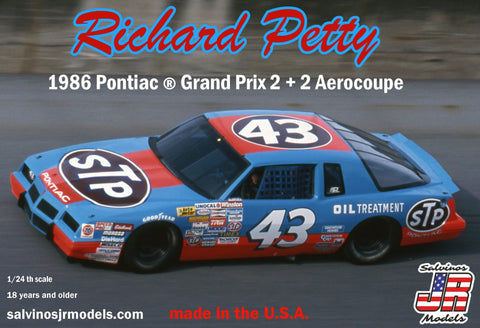 Salvinos Jr. 1/24 Richard Petty #43 Pontiac Grand Prix 1986 2+2 Aerocoupe Winston Cup Race Car Kit
