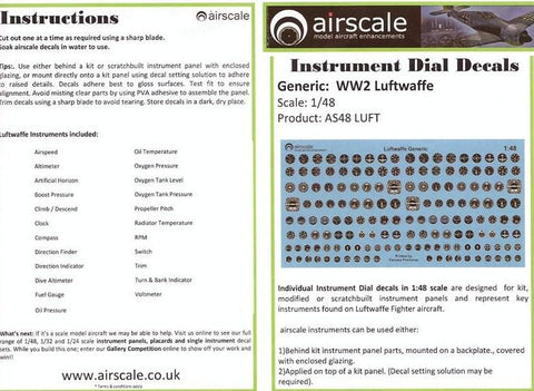 Airscale Details 1/48 WWII Luftwaffe Instrument Dials (Decal)