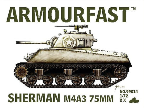 Armourfast Military 1/72 Sherman M4A3 Tank w/75mm Gun (2) Kit