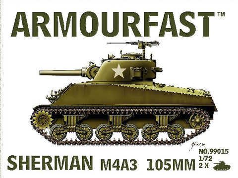 Armourfast Military 1/72 Sherman M4A3 Tank w/105mm Gun (2) Kit