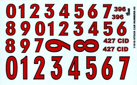 Gofer Decals 1/24-1/25 Stock Car Numbers #2 (Red)