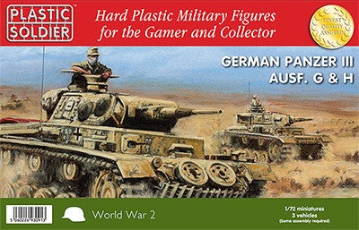 Plastic Soldier 1/72 WWII German Panzer III G/H Tank (3) Kit
