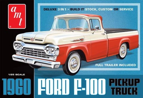 AMT MODEL CARS 1/25 1960 Ford F-100 Pickup w/Trailer Kit