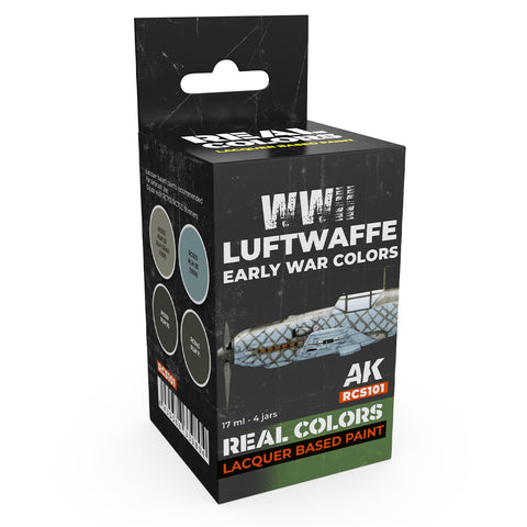 AKI Interactive Real Colors Set: WWII Luftwaffe Early War Lacquer Based Paint (4) 17ml Bottles