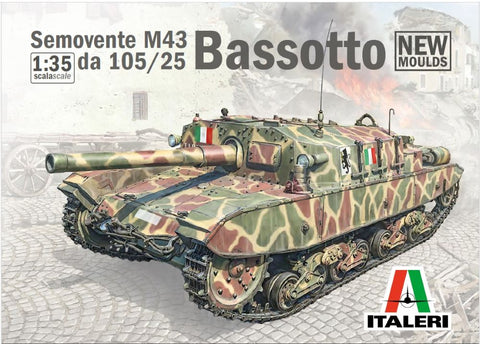 Italeri Military 1/35 Semovente M43 da 105/25 Bassotto Tank Destroyer (New Tool) Kit