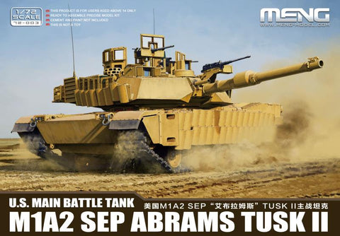 Meng Military 1/72 US M1A2 SEP Abrams Tusk II Main Battle Tank Kit