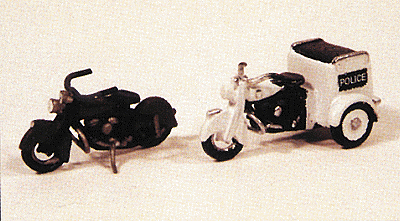 JL Innovative Design HO 1947 Motorcycles (2) 1 w/Tri-Cycle Servi-Car Metal Kit