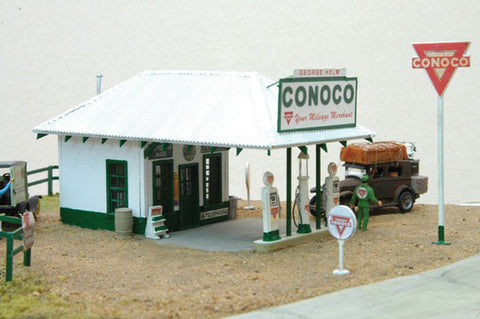 JL Innovative Design HO George Helm Conoco Gas Station Wooden Kit