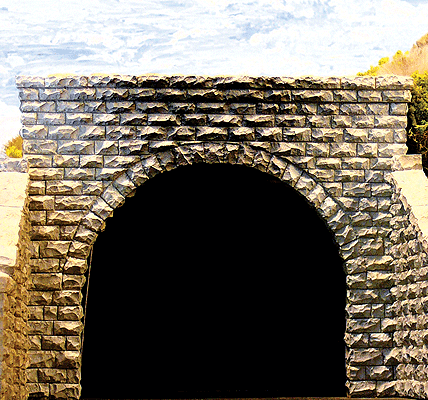 Chooch Enterprises N Tunnel Portal -- Cut Stone Double Track  3-1/2 x 3-29/32"  8.7 x 9.7cm pkg(2)