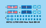 Trumpeter Ship Models 1/700 USS New York BB34 Battleship Kit (New Tool)