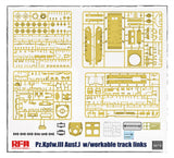 Rye Field 1/35 PzKpfw III Ausf J Tank w/Workable Track Links & Movable Figure Kit