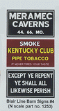 Blair Line N Barn Sign Decals -- Set #4 - Meramac Caverns, Except Ye Repent, Kentucky Club