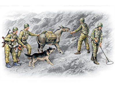 ICM Military Models 1/35 Soviet Sappers Soviet-Afghan War 1979-88 (4 Figs, Dog & Donkey) Kit