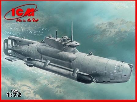 ICM Model Ships 1/72 WWII German U-Boat Type XXVIIB Seehund (Late) Midget Submarine Kit
