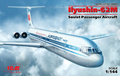 ICM Aircraft 1/144 Soviet Ilyushin IL62M Passenger Airliner Kit