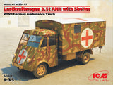 ICM Military Models 1/35 WWII German Lastkraftwagen 3,5t AHN w/Shelter Ambulance Truck Kit