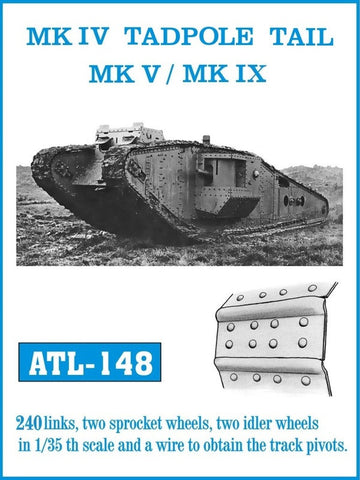 Friulmodel Military 1/35 Mk IV Tadpole Tail, Mk V/IX Track Set (240 Links & 2ea. Sprocket/Idler Wheels)