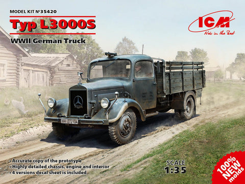 ICM Military Models 1/35 WWII German Type L3000S Truck (New Tool) Kit