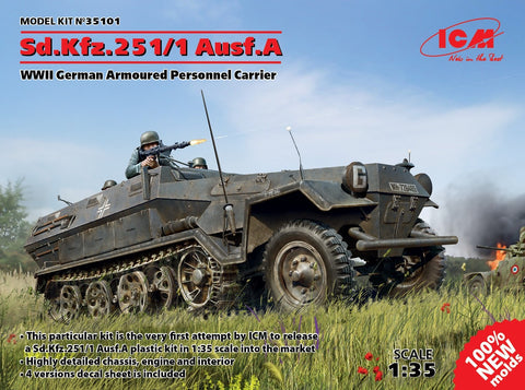 ICM Military 1/35 WWII German SdKfz 251/1 Ausf A Armored Personnel Carrier (New Tool) Kit