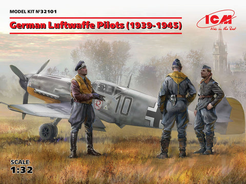 ICM Aircraft 1/32 WWII German Luftwaffe Pilots 1939-1945 (3) (New Tool) Kit