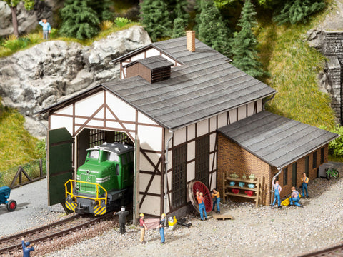 Noch HO Tannau Half-Timbered Locomotive Shed Weathered Laser-Cut Kit