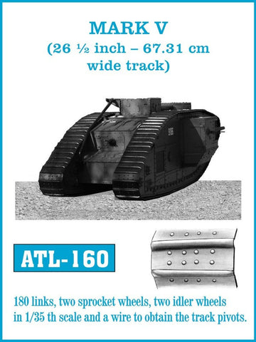 Friulmodel Military 1/35 Mark V (26-1/2 inch- 67.31cm wide) Track Set (180 Links & 2ea. Sprocket/Idler Wheels)