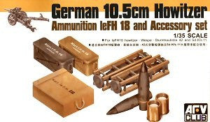 AFV Club Military 1/35 German 10.5cm Howitzer Ammo & Accessory Set Kit