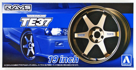 Aoshima Car Models 1/24 Volk Racing TE37 19" Tire & Wheel Set (4) Kit
