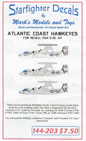 Starfighter Decals 1/144 Atlantic Coast E2C Hawkeyes for RVL