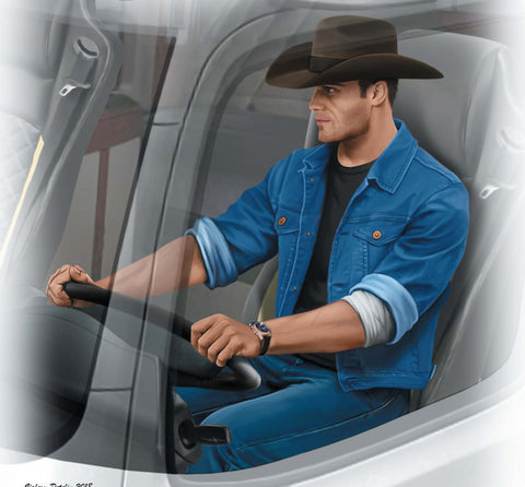 Master Box Ltd 1/24 Mike Barrington Trucker Sitting wearing Cowboy Hat & Denim Jacket Kit