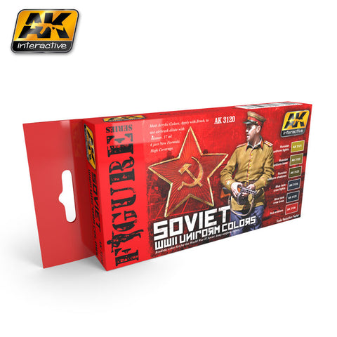 AK Interactive Figure Series: Soviet WWII Uniform Colors Acrylic Paint Set (6 Colors) 17ml Bottles