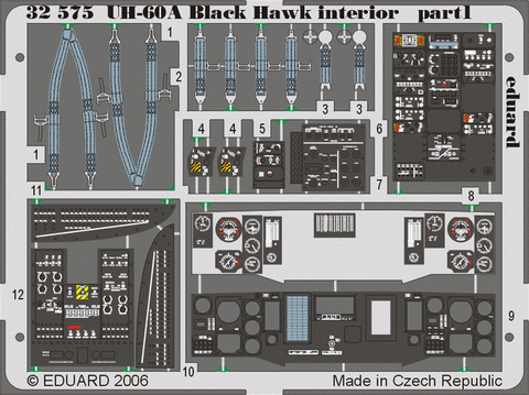 Eduard Details 1/35 Aircraft- UH60A Black Hawk Interior for ACY & ITA (Painted)
