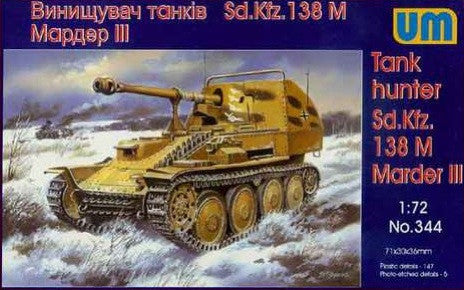 Unimodel Military 1/72 Marder III SdKfz 138M WWII Tank Hunter Kit