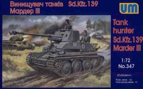 Unimodel Military 1/72 Marder III SdKfz 139 WWII Tank Hunter w/Self-Propelled Gun Kit