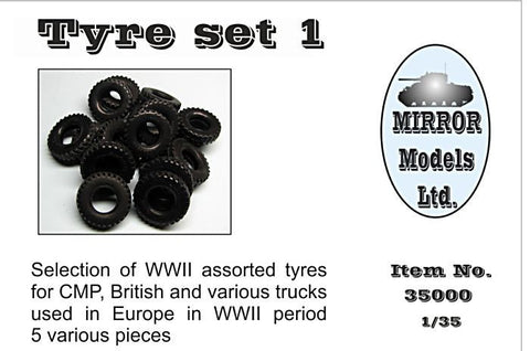 Mirror Models Military 1/35 Assorted Tires Set 1 for WWII CMP/British Trucks (5) Kit
