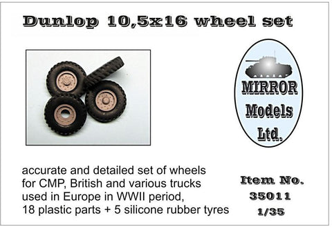 Mirror Models Military 1/35 Dunlop 10 5x16 Wheel/Tire Set for WWII CMP/British Trucks (5) Kit