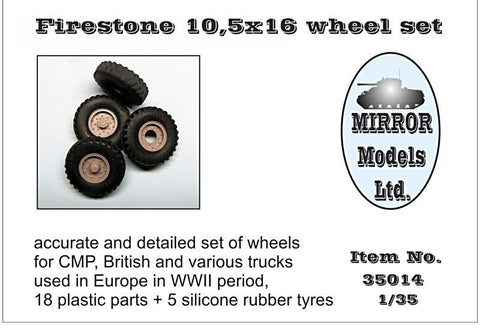 Mirror Models Military 1/35 Firestone 10 5x16 Wheel/Tire Set for WWII CMP/British Trucks (5) Kit