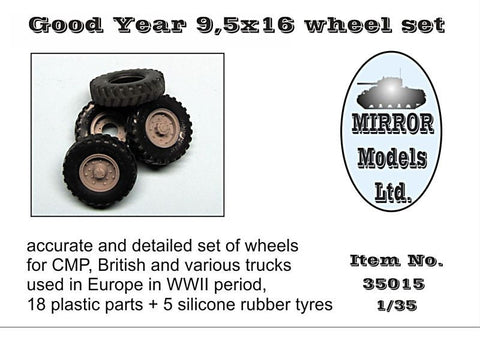 Mirror Models Military 1/35 Goodyear 9 5x16 Wheel/Tire Set for WWII CMP/British Trucks (5) Kit