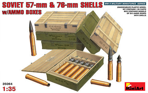 MiniArt Military Models 1/35 Soviet 57mm & 76mm Shells w/Ammo Boxes Kit
