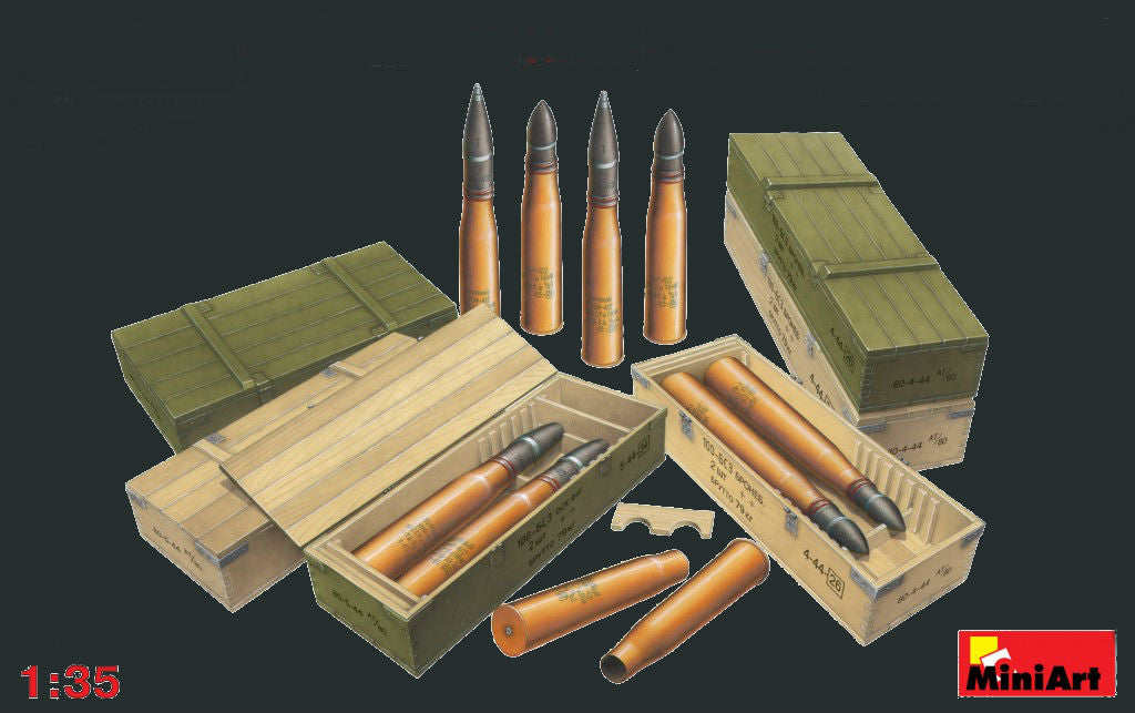 MiniArt Military Models 1/35 Soviet 100mm Shells w/Ammo Boxes Kit