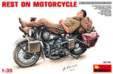 MiniArt Military Models 1/35 Soldier Resting on Motorcycle Kit