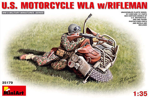 MiniArt Military Models 1/35 US Motorcycle WLA w/Rifleman Kit