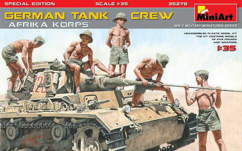 MiniArt Military 1/35 German Tank Crew Afrika Korps (5) w/Weapons (Special Edition) Kit