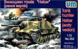 Unimodel Military 1/72 Hetzer Early WWII Hunter Tank w/Self-Propelled Gun Kit